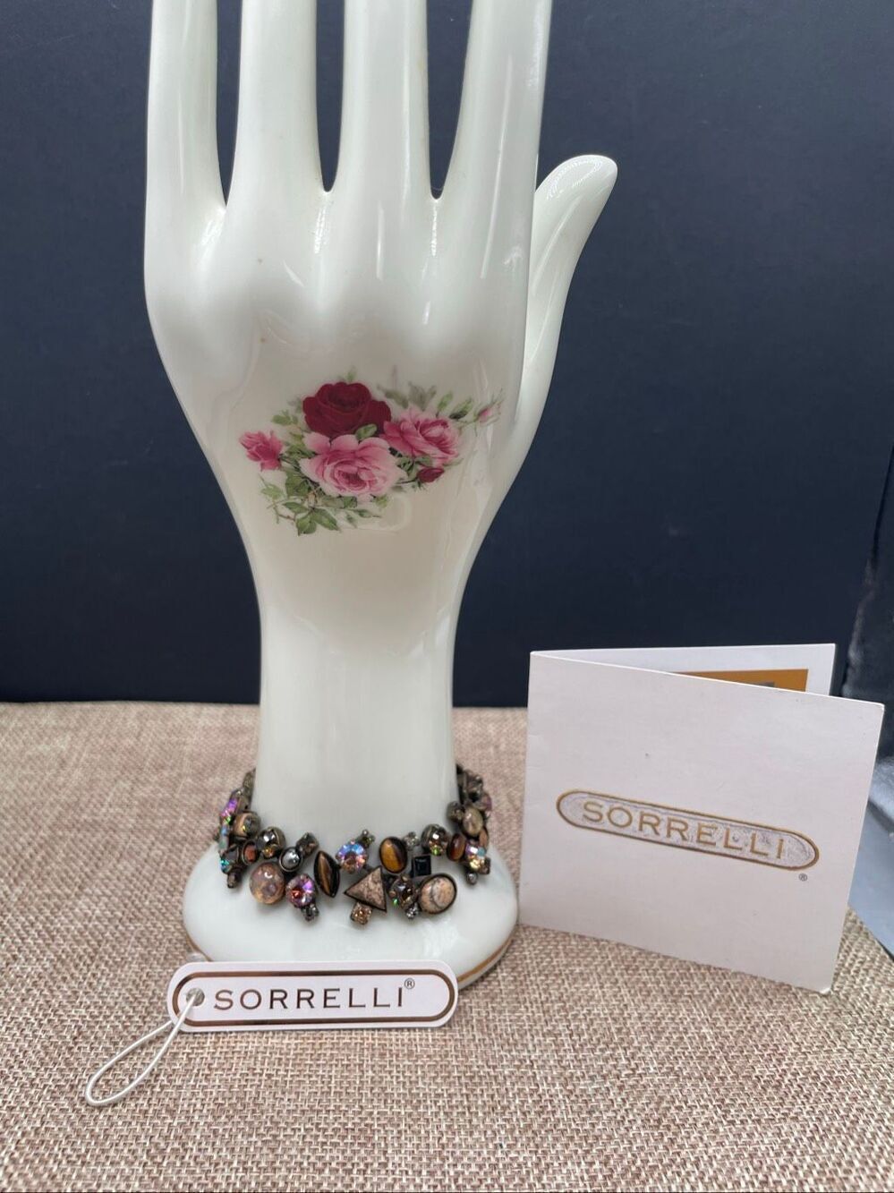 Sorrelli “Toasted Almond” Mixed Stone & Crystal Statement Bracelet Grannycore